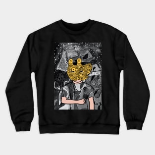 Blogger - Dark Male Character with Doodle Mask and Mystery Night Background Crewneck Sweatshirt